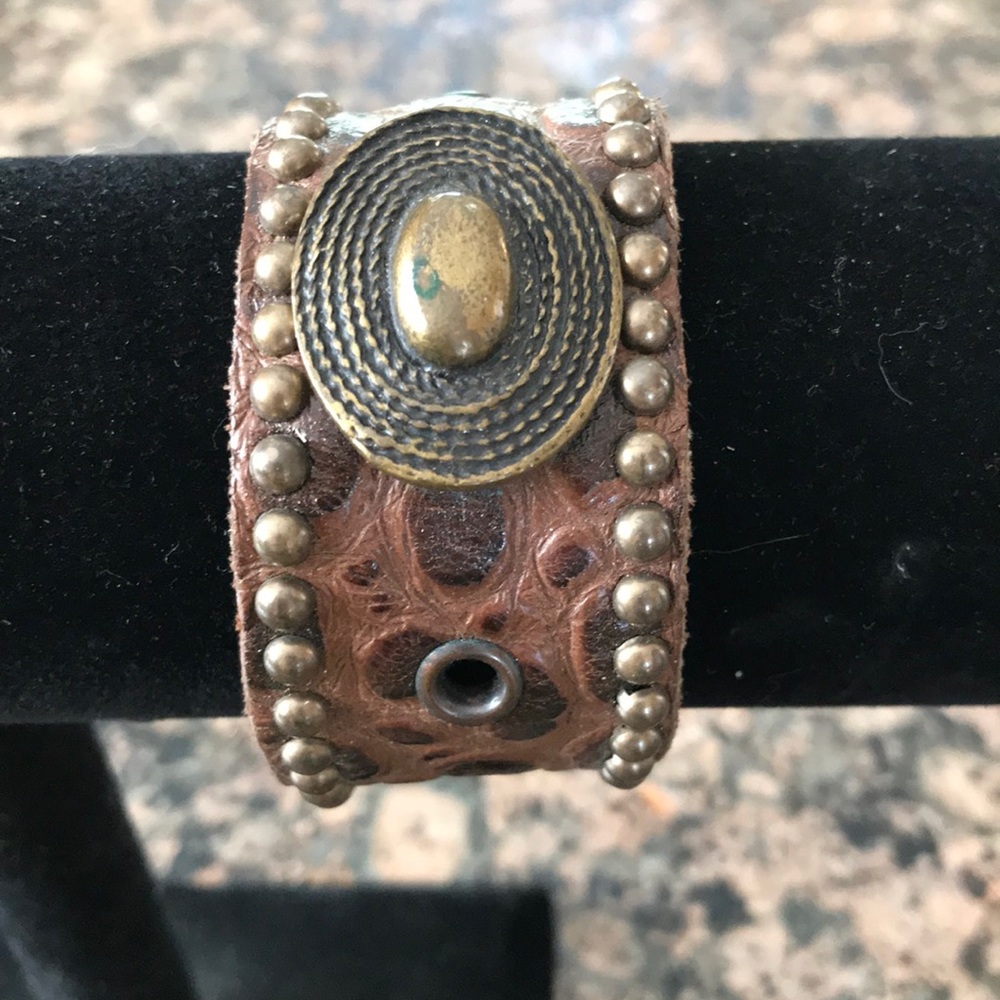 Handmade leather bracelet.